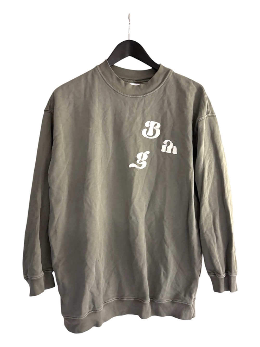 Anine Bing Women’s Olive Bing Crewneck Sweatshirt with White Logo